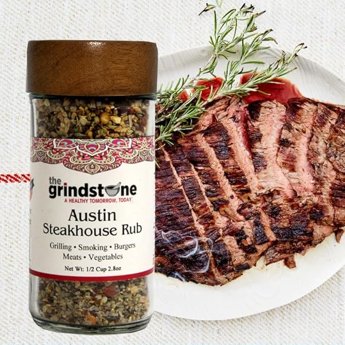 The Grindstone, Austin Steak Rub, Salt-Free dry rub for steaks, tacos, burgers, veggie burgers