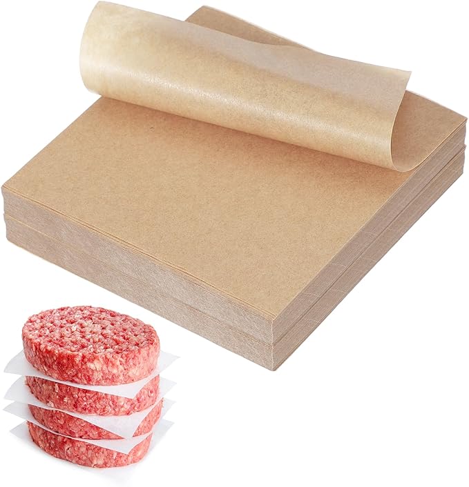 uxcell 500 Pcs Unbleached Parchment Paper Baking Sheets Squares, 4 Inch Hamburger Patty Paper, Non