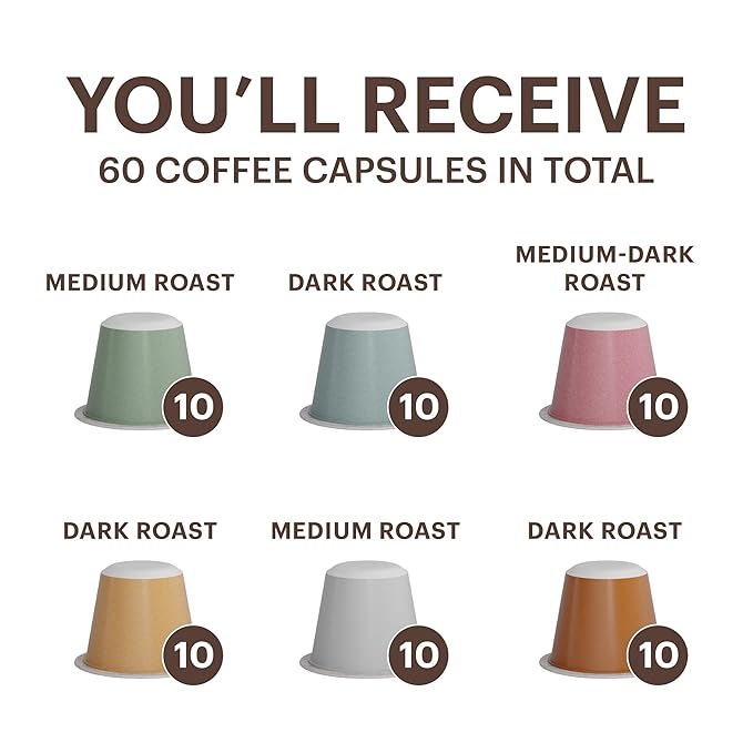 G GRANA Coffee Pods, Compatible with Nespresso OriginalLine, 60 Count, Medium and Dark Roast