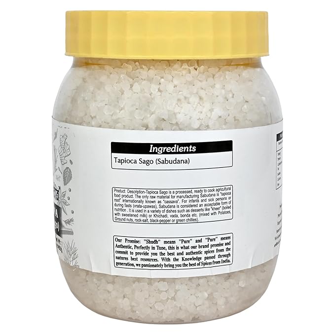 Shudh india Sabudana (Tapioca/Sago) Pearls 14oz (400g) ~ All Natural | Vegan | No Colors | NON-GMO