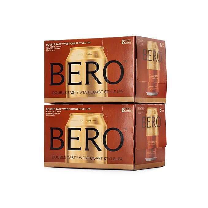 BERO Double Tasty West Coast Style IPA Non-Alcoholic Beer, 12-PK Hoppy IPA-Style Craft Brew, NA