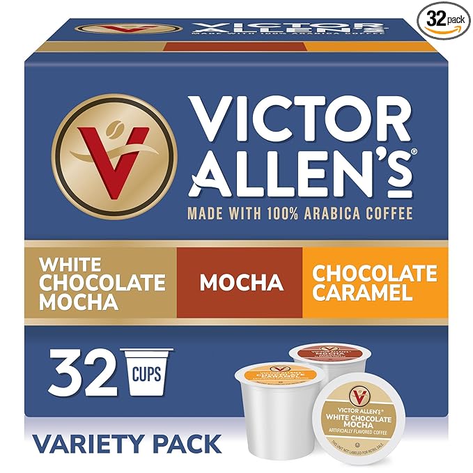Victor Allen's Coffee Mocha Variety Pack (White Chocolate, Mocha, Chocolate Caramel), 32 Count