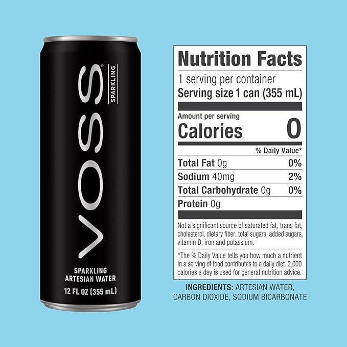 VOSS Artesian Sparkling Water Cans - 3 Pack of 8 – 24 Slim Cans - Pure Carbonated Water Refreshment