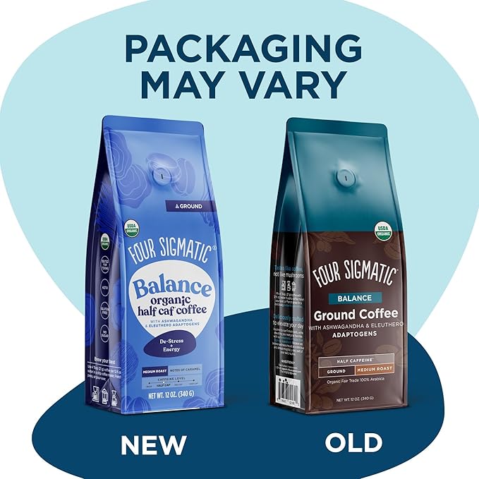 Four Sigmatic Organic Balance Adaptogen Ground Coffee | Medium Roast USDA Organic Coffee with