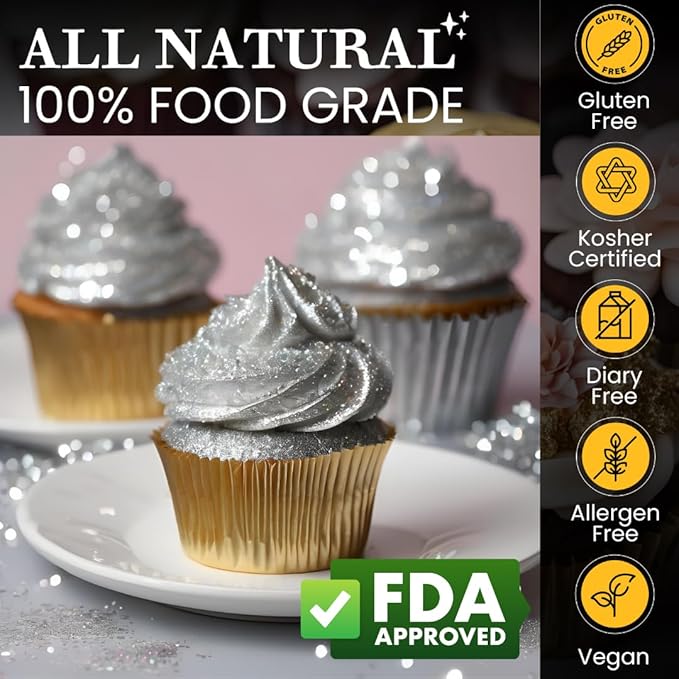 Dazzle Dust Edible Glitter Sprinkles for Cake Decorating, Drinks, Cookie, Icing, Dessert