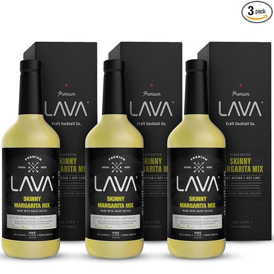 (3 Pack) Premium Skinny Margarita Mix by LAVA Craft Cocktail Co., Low Calorie Margarita Mix Made