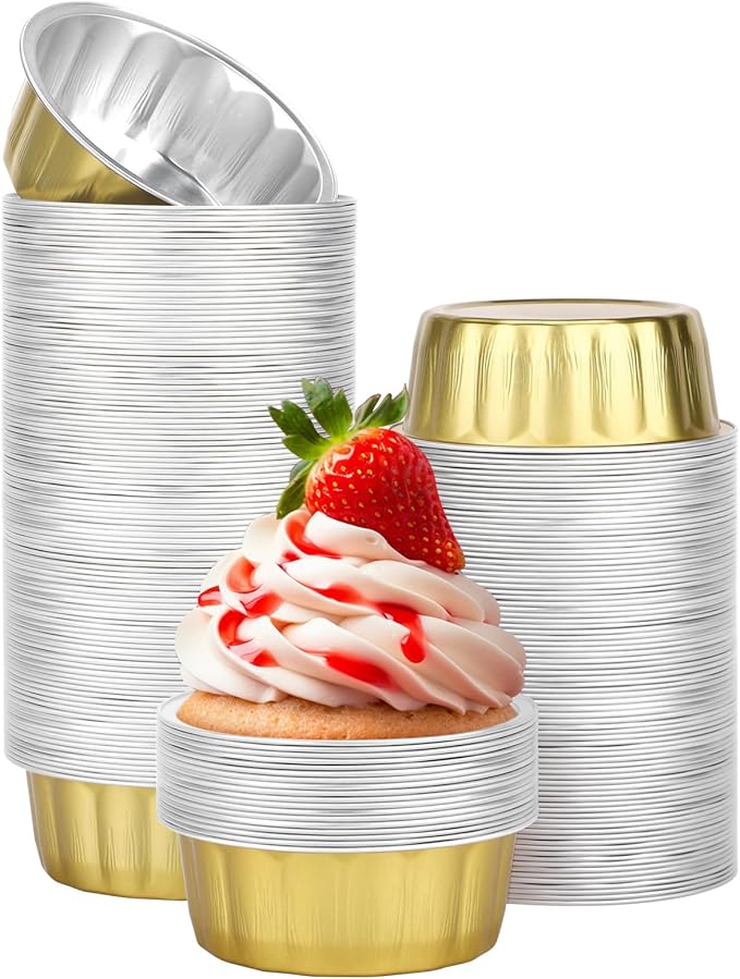 Beasea Disposable Aluminum Ramekins, 8oz 200 Pack Ramekins Foil Baking Cups 3.9" Ramekin Cup