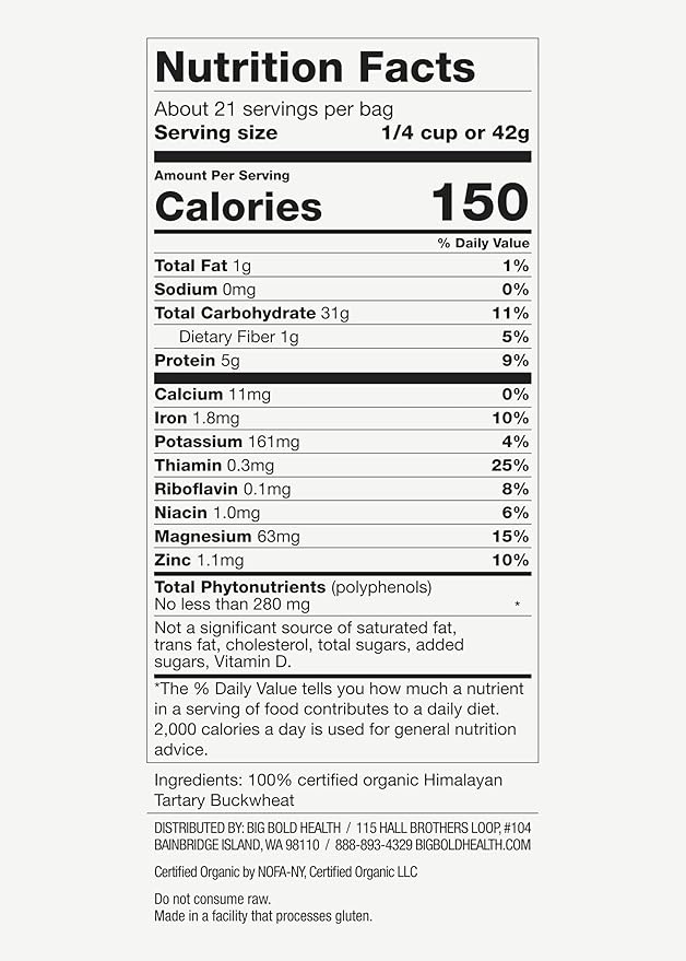 Big Bold Health Himalayan Tartary Buckwheat (HTB) Super Nutrition, Gluten-Free Flour Alternative
