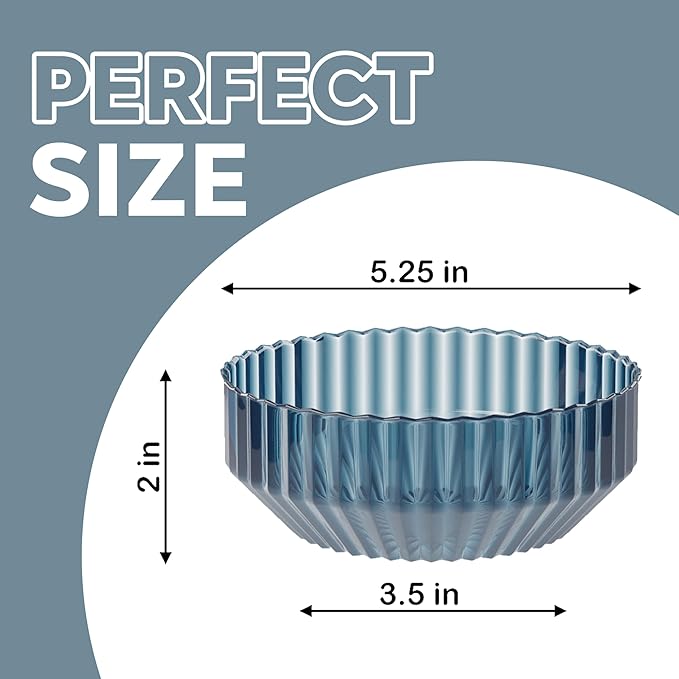 Exquisite Blue Plastic Bowls Disposable - 16 Oz - 20 Count - Disposable Soup Bowls - Great for