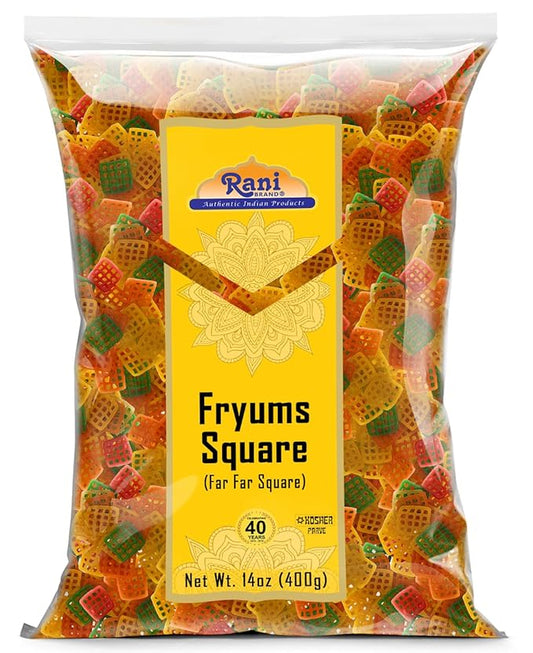 Rani Far Far / Fryums (Wheat & Tapioca Pellet) Square Shape 14oz (400g) ~ Vegan, Kosher, Uncooked