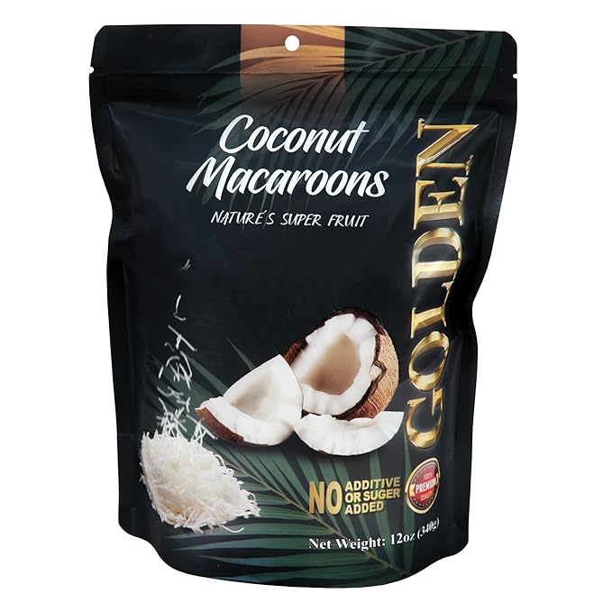 Golden Premium Quality Coconut Macaroons Slices - 12 oz (340 g) | Natural Super Fruit Perfect for
