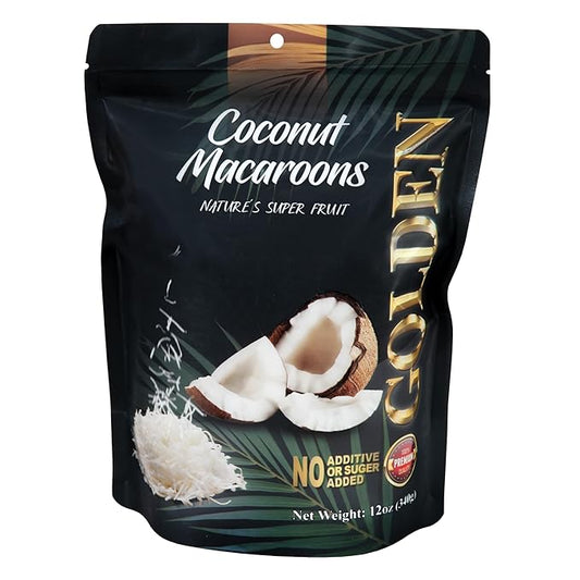 Golden Premium Quality Coconut Macaroons Slices - 12 oz (340 g) | Natural Super Fruit Perfect for