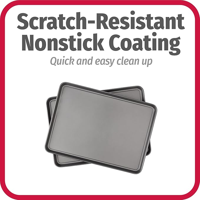 GoodCook Everday Nonstick Carbon Steel 15” x 21” Baking Sheet Set, 2 Pack – Extra-Large Carbon