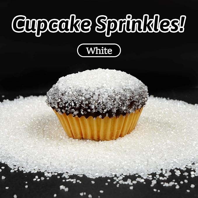 Edible White Sprinkles, White Sanding Sugar Sprinkles for Cake Decorating, Food Grade 150g, Cookie