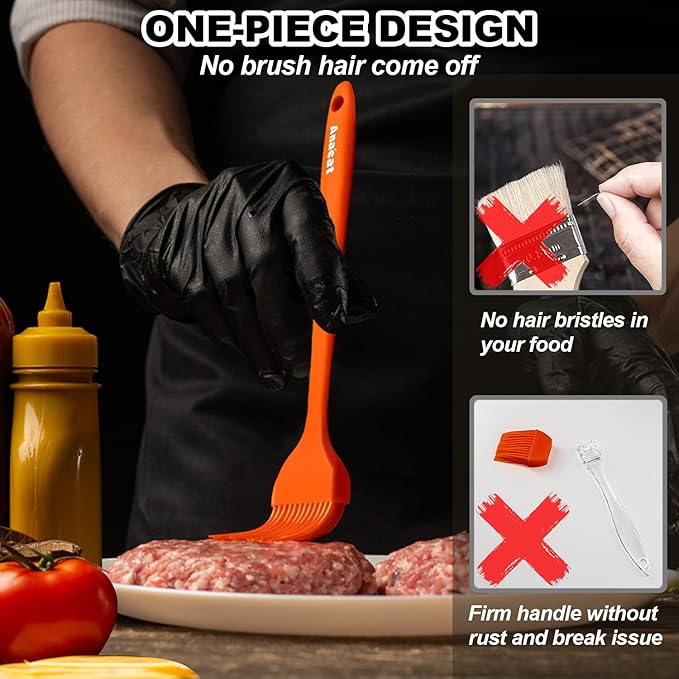 Anaeat Silicone Basting Pastry Brush- 2 Pack Heat Resistant Brushes with Soft Bristles, Hygienic