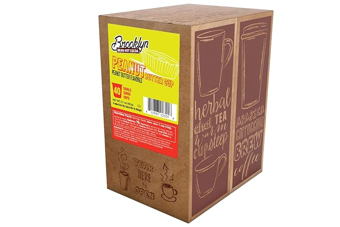 Brooklyn Beans Peanut Butter Chocolate Hot Cocoa Pods, Compatible with 2.0 K-Cup Brewers, 40 Count