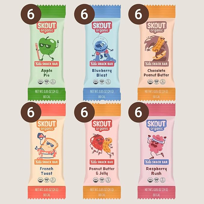 Skout Organic Kids Snack Bar Variety Pack (36 Pack) | Organic Kids Snack Bars | Plant-Based