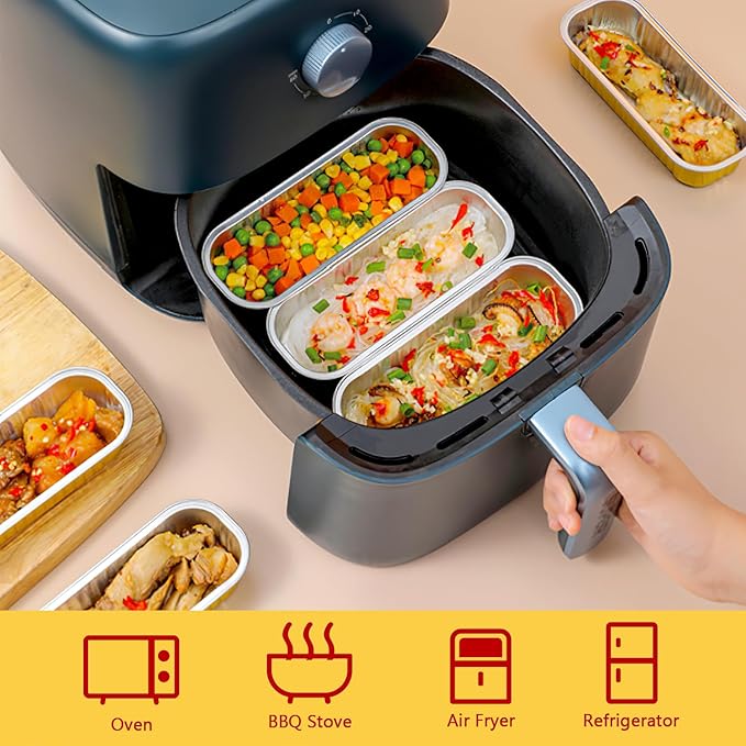 LNYZQUS Aluminum Foil Mini Loaf Pans with Lids 50 Pack, 6.8oz Rectangle Baking Cups Muffin