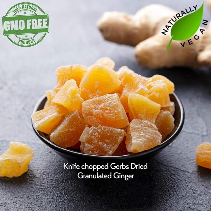 Gerbs Crystalized Dried Ginger 2 lbs. | Unsulfured, No Additives, Resealable Bulk Bag | Bold &