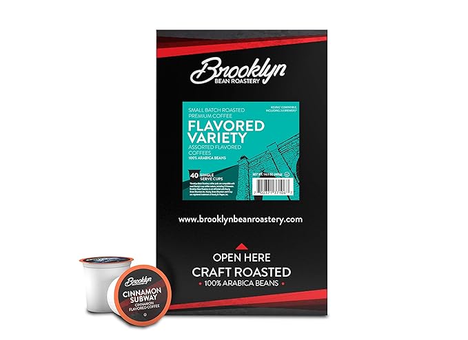 Brooklyn Beans Flavored Coffee Pods Assorted Gourmet Variety Pack, Compatible with 2.0 Keurig K Cup