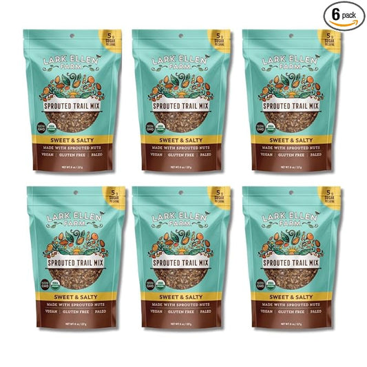 Lark Ellen Farm Sweet and Salty Nut and Seed Trail Mix, Gluten Free Trail Mix Bags, Grain Free