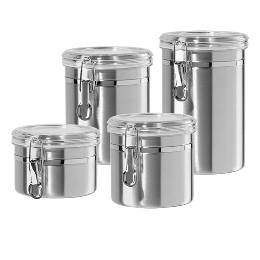 Oggi Stainless Steel Airtight Kitchen Canisters, Set of 4