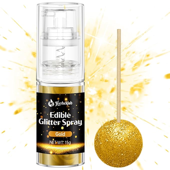 Gold Edible Glitter Spray - 15g Edible Gold Glitter for Cakes Food Grade Metallic Shimmer Powder