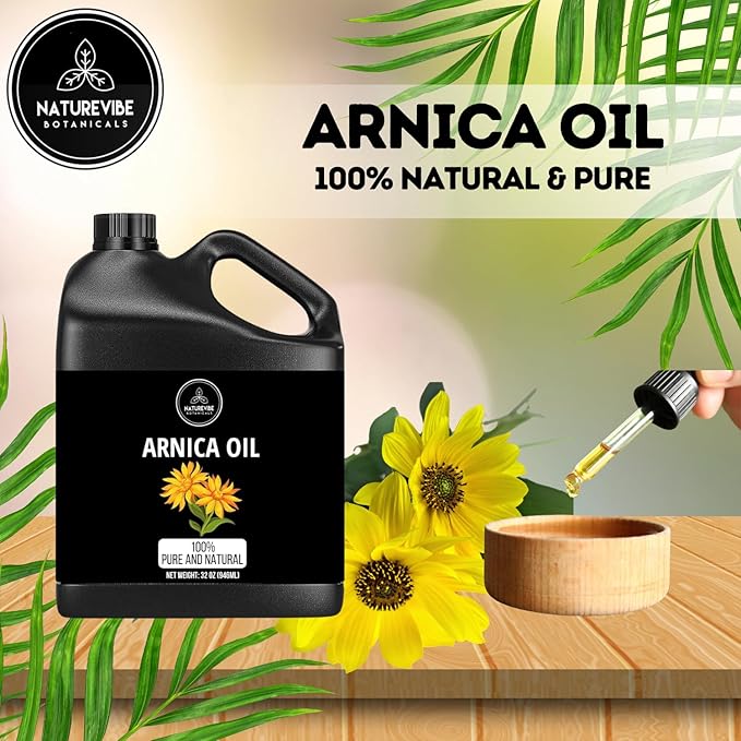 Naturevibe Botanicals Arnica Oil 32 Ounces | 100% Pure and Natural | Great for Skin Care and Hair