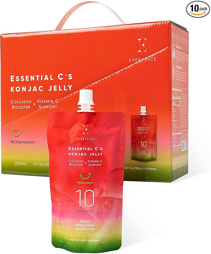 EVERYDAZE Essential C?셲 Konjac Jelly | Watermelon | Vegan Collagen Peptides and Vitamin C | Gluten