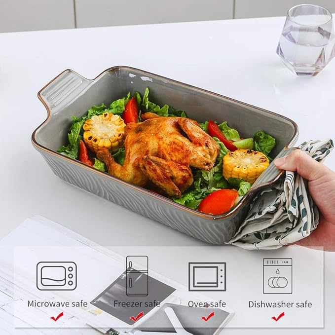 KOOV Bakeware Set, Ceramic Baking Dish Set, Rectangular Casserole Dish Set, Lasagna Pans for
