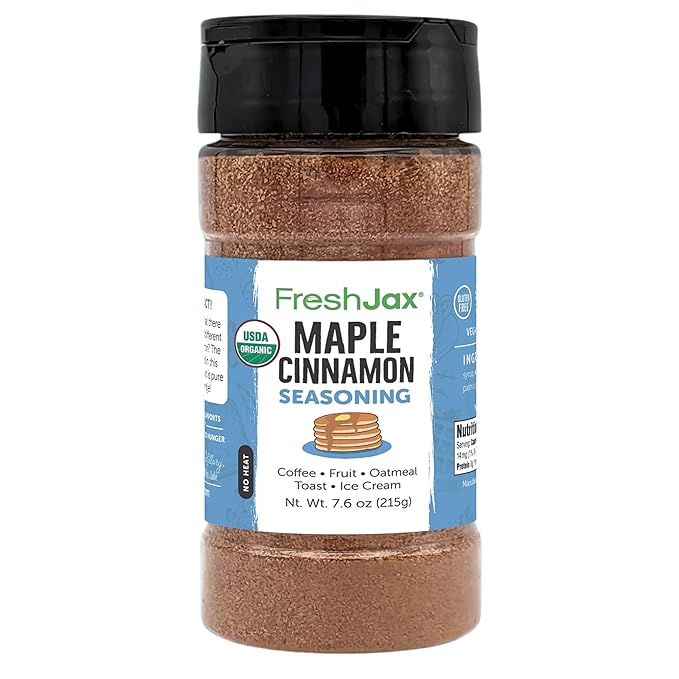 FreshJax Organic Maple Cinnamon Topping (7.6 oz) ??Sweet Maple Spice for Coffee, Popcorn & Baking