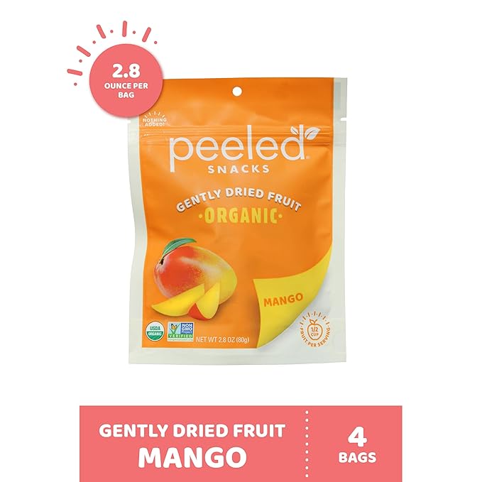 Peeled Snacks Organic Dried Fruit ??Healthy, Vegan Snacks for On-the-Go Lunch and More Mango 2.8 Oz