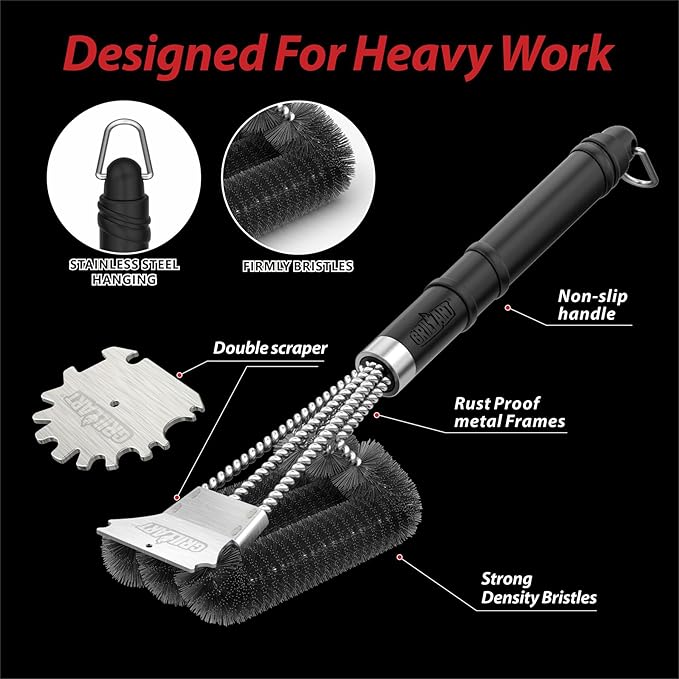 GRILLART Grill Brush and Scraper,18 Inch BBQ Grill Cleaning Brush Kit, Safe Wire Scrubber