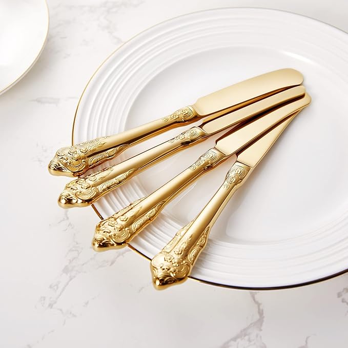 KEAWELL Gorgeous 6.9" Butter Spreader, 18/10 Stainless Steel, Set of 4, Gold Butter Knife