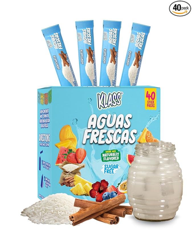 Klass Aguas Frescas | Drink Mix Packets | Horchata Flavored | Sugar Free On-The-Go Packets, Low