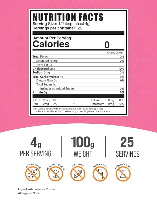 BulkSupplements.com Allulose Powder - Allulose Sweetener, Sugar Substitutes for Baking, Sugar