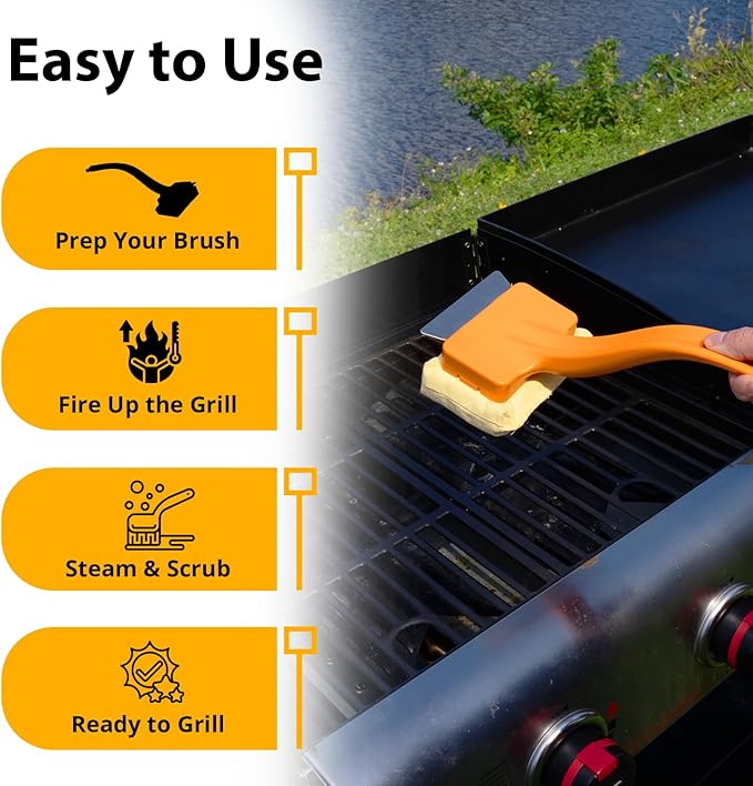 Grill Rescue BBQ Replaceable Scraper Cleaning Head - Bristle Free, Safe for Stainless Steel & Cast