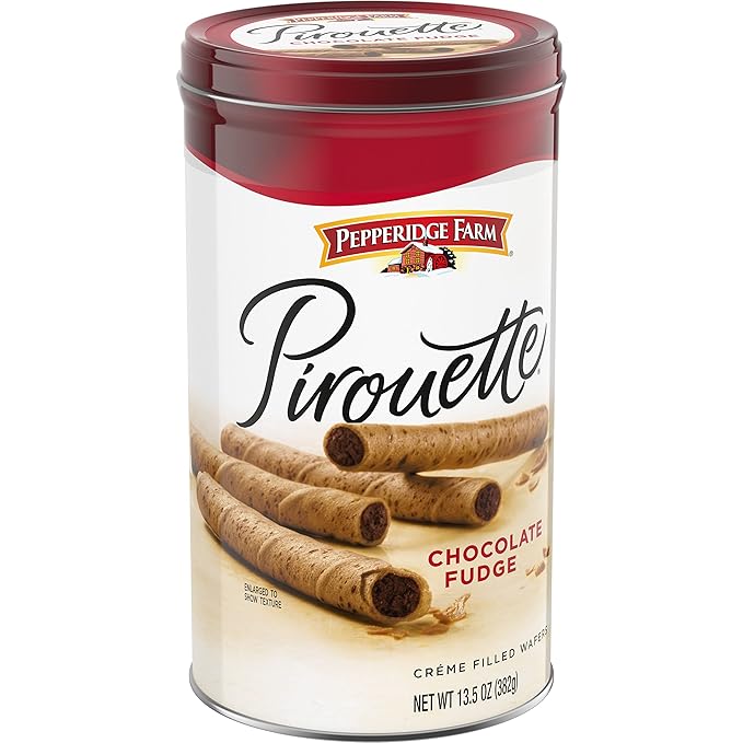 Pepperidge Farm Pirouette Cookies, Chocolate Fudge Créme Filled Wafers, 13.5 Oz Tin
