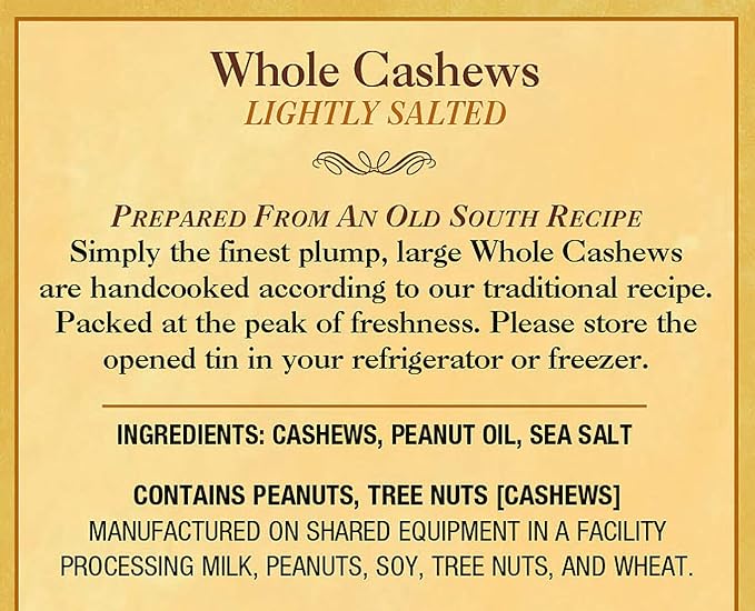 The Peanut Shop of Williamsburg Salted Cashews, 18 Ounce (81356)