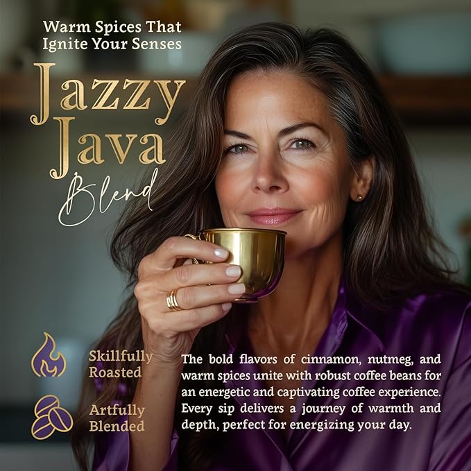 Jazzy Java ??Spiced & Nutty Flavored Whole Bean Coffee ??Organic, Medium Roast, 100% Arabica
