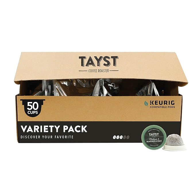 Tayst Coffee Pods, Variety Pack Assortment, K Cups Compatible with Keurig Coffee Maker, Sustainable