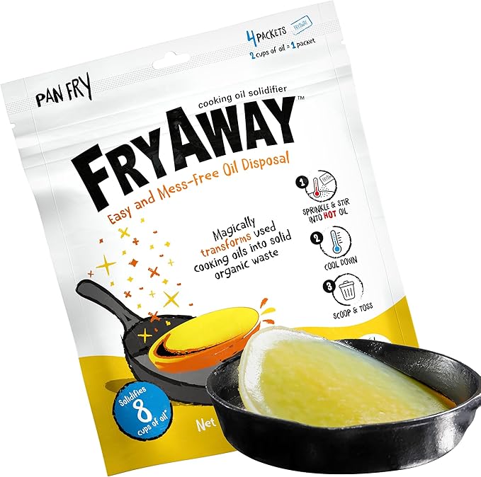 FryAway Cooking Oil Solidifier, Vegetable/Canola Oil Hardener for Easy Disposal, Natural Oils