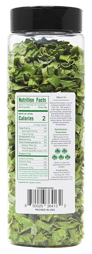 NPG Freeze Dried Chopped Green Onions 2 Oz, All Natural Non-GMO Gluten Free, Dried Scallions