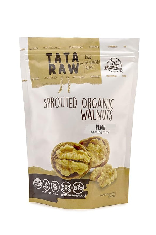 TATA RAW - Sprouted Organic Walnuts - PLAIN. Nothing Added - 5 lb