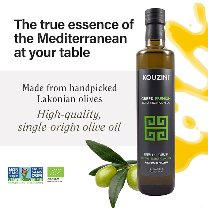 (3 Pack Premium) Kouzini Greek Premium Extra Virgin Olive Oil, Cold Pressed, Single Origin, Rich