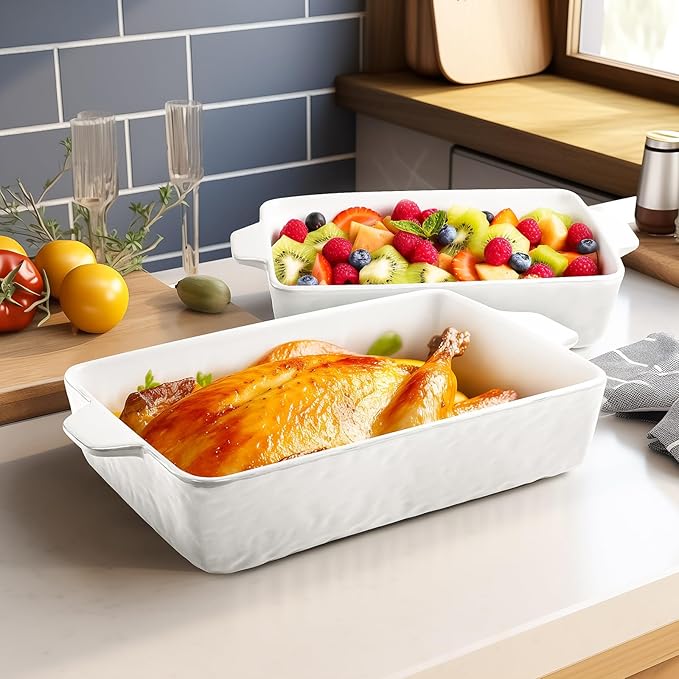 Casserole Dishes for Oven, Ceramic Baking Dishes, Lasagna Pan with Handles, Porcelain Baking Pan