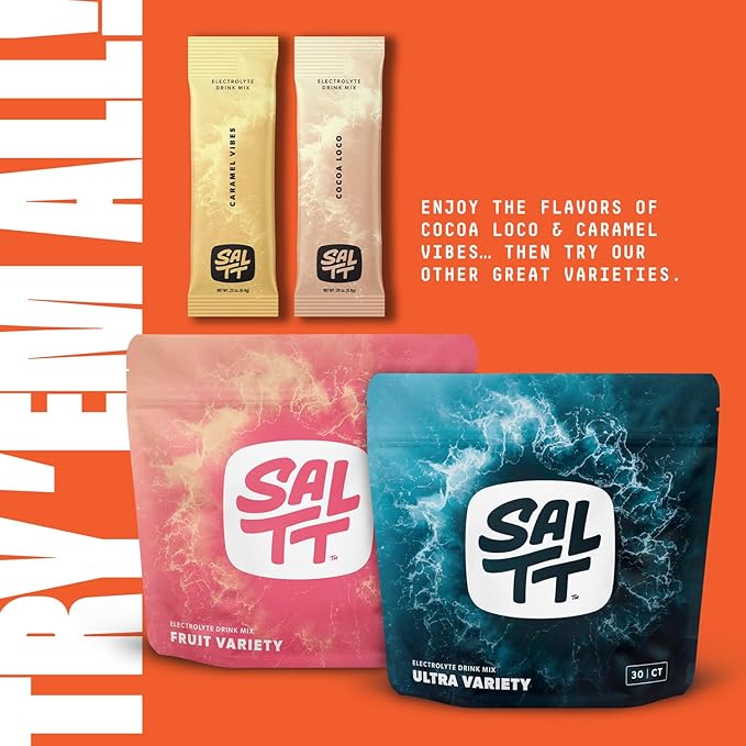 Keto Chow SALTT Electrolytes Powder Packets, Cocoa Variety Pack (30 Packets) - Magnesium