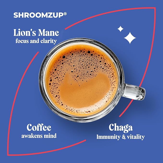 Instant Mushroom Coffee with Lions Mane and Chaga - 15 Pack - Nootropic Superfood Mushroom Coffee