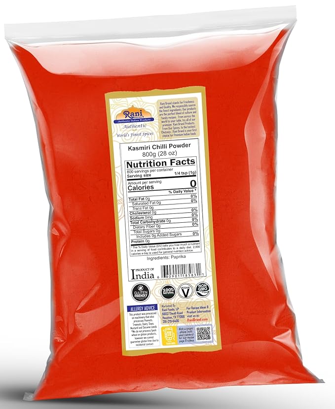 Rani Kashmiri Chilli Powder (Deggi Mirch, Low Heat) Ground Indian Spice 28oz (800g) ~ All Natural