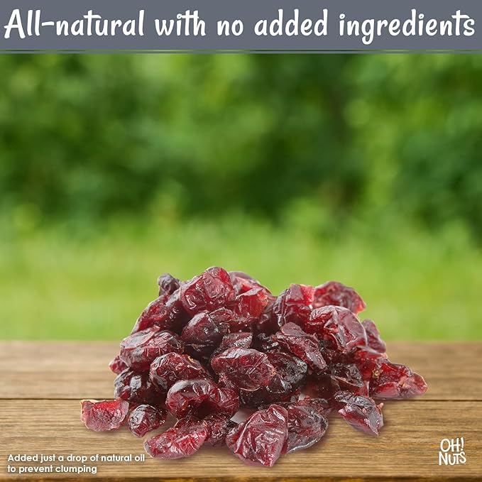Oh! Nuts Dried Cranberries - Dehydrated Cranberries - 1 lb Bulk Bag - Cranberries Dried Fruit for